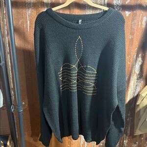 Chic Black Sweater with Gold Accents